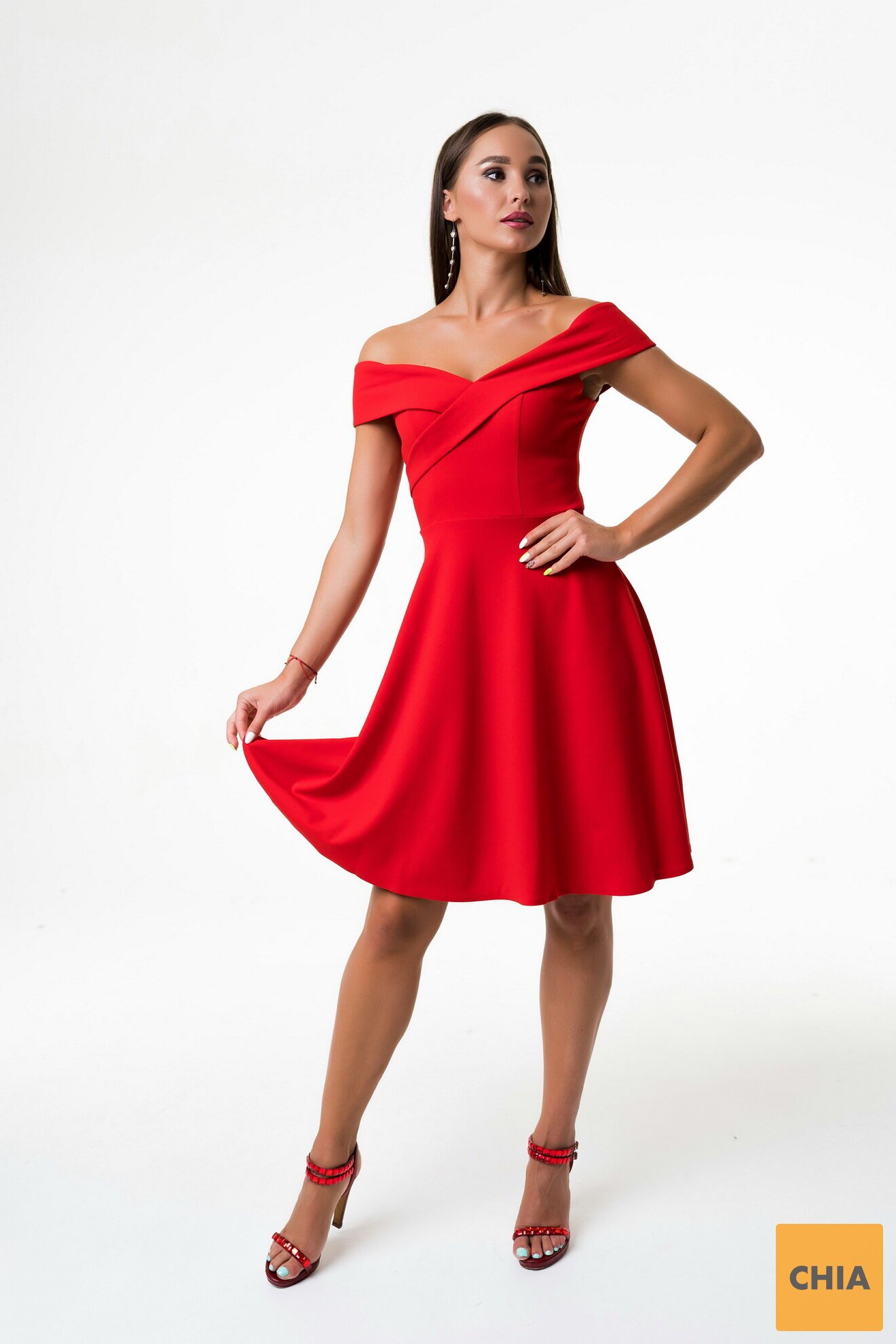 Платье с юбкой солнце-клеш