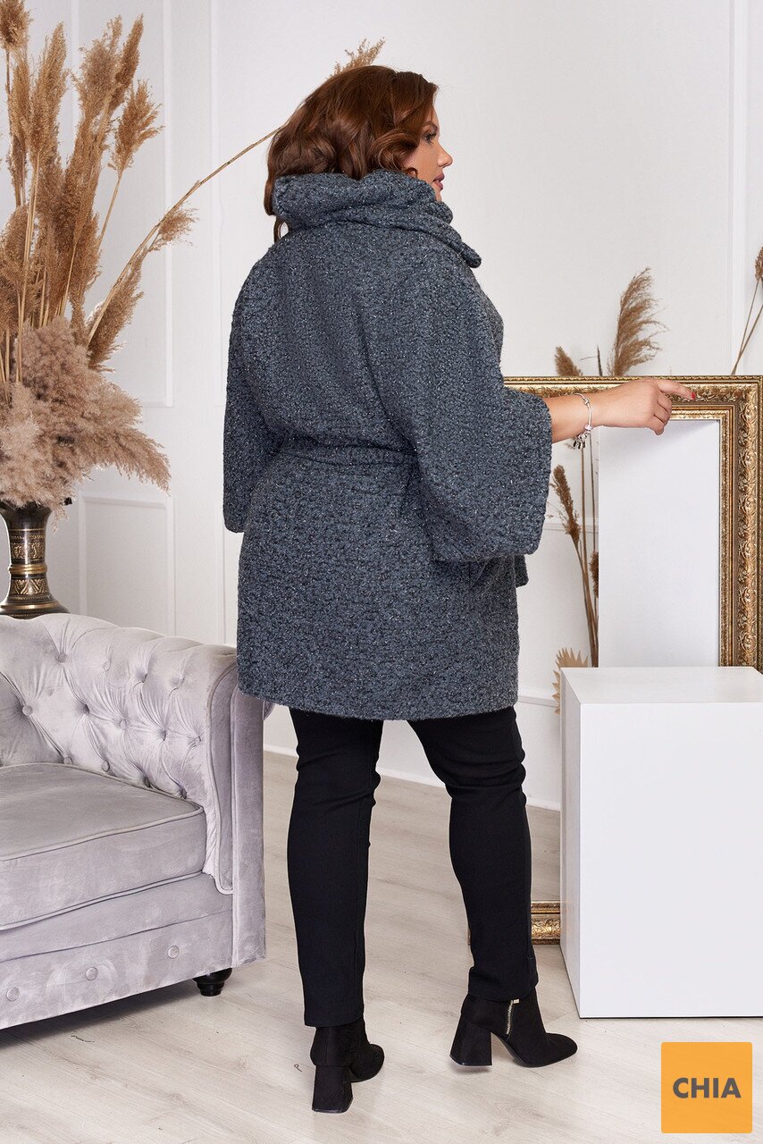 Пальто женское большого размера с поясом