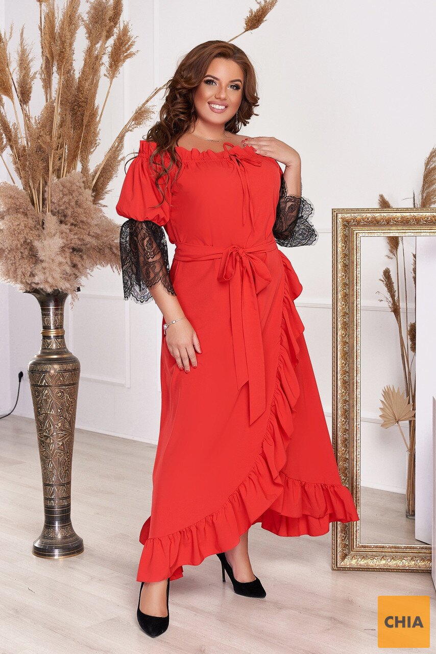 Платье большого размера с кружевом