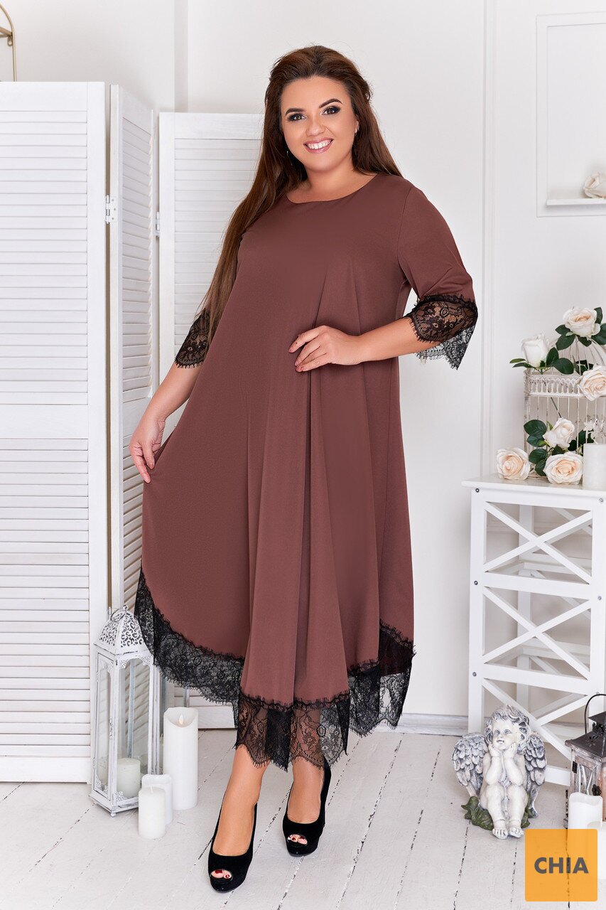 Платье большого размера S с кружевом