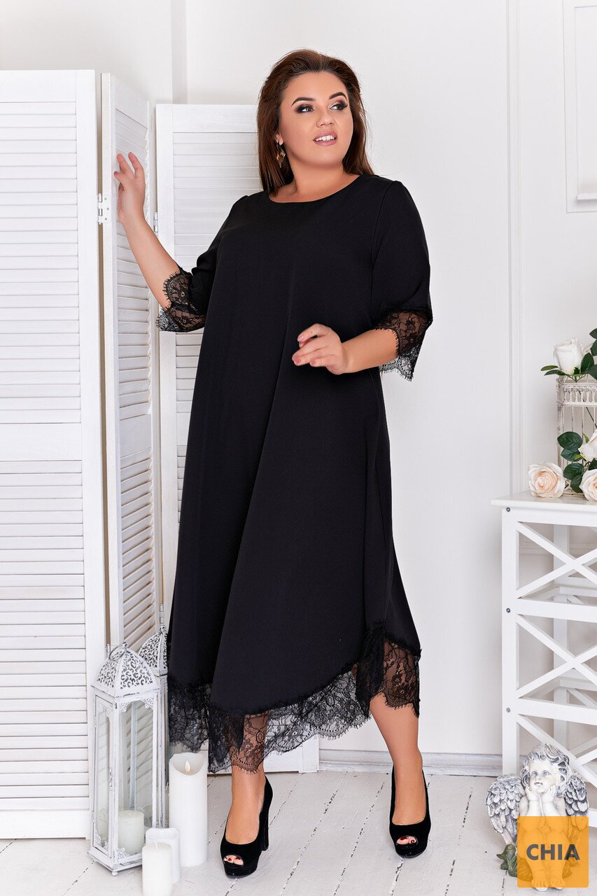 Платье большого размера S с кружевом