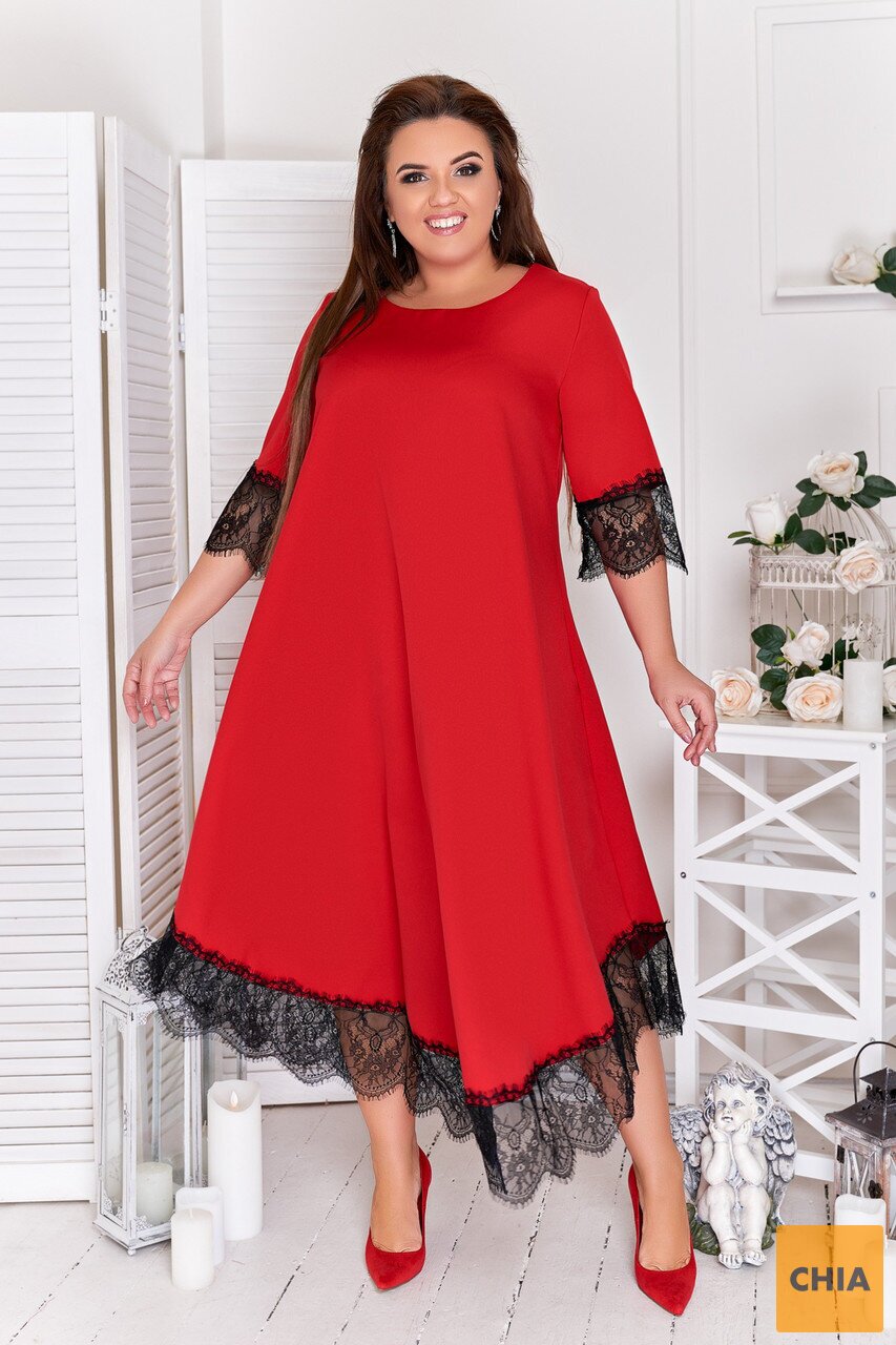 Платье большого размера S с кружевом