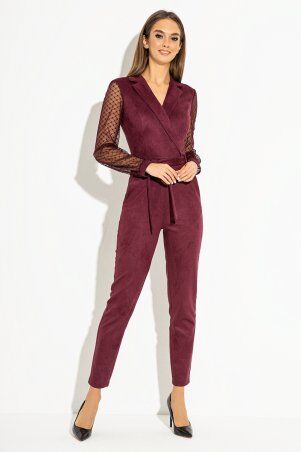 Нарядный замшевый комбинезон бордового цвета...