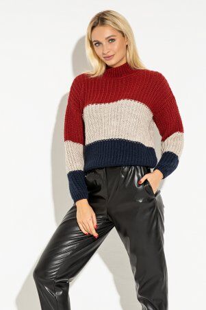 Itelle: Трехцветный свитер крупной вязки Амира V8623 - фото 1