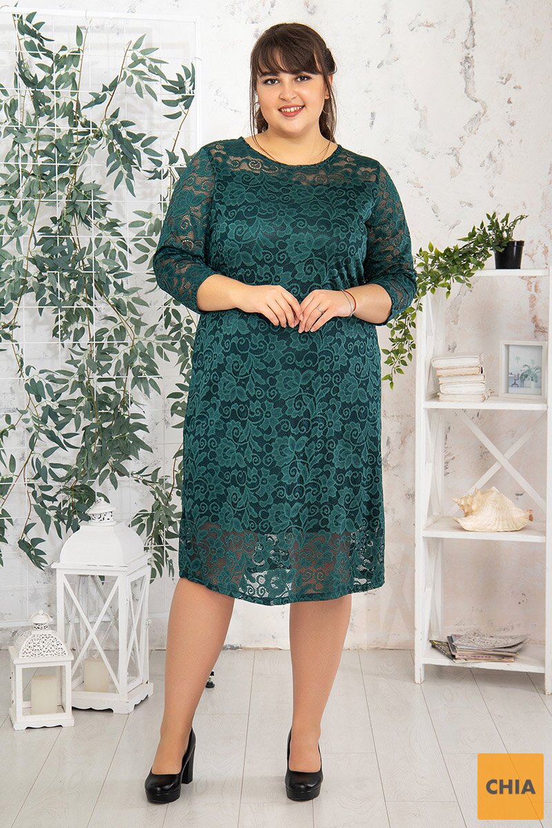 Платье Коктейльное гипюр изумруд