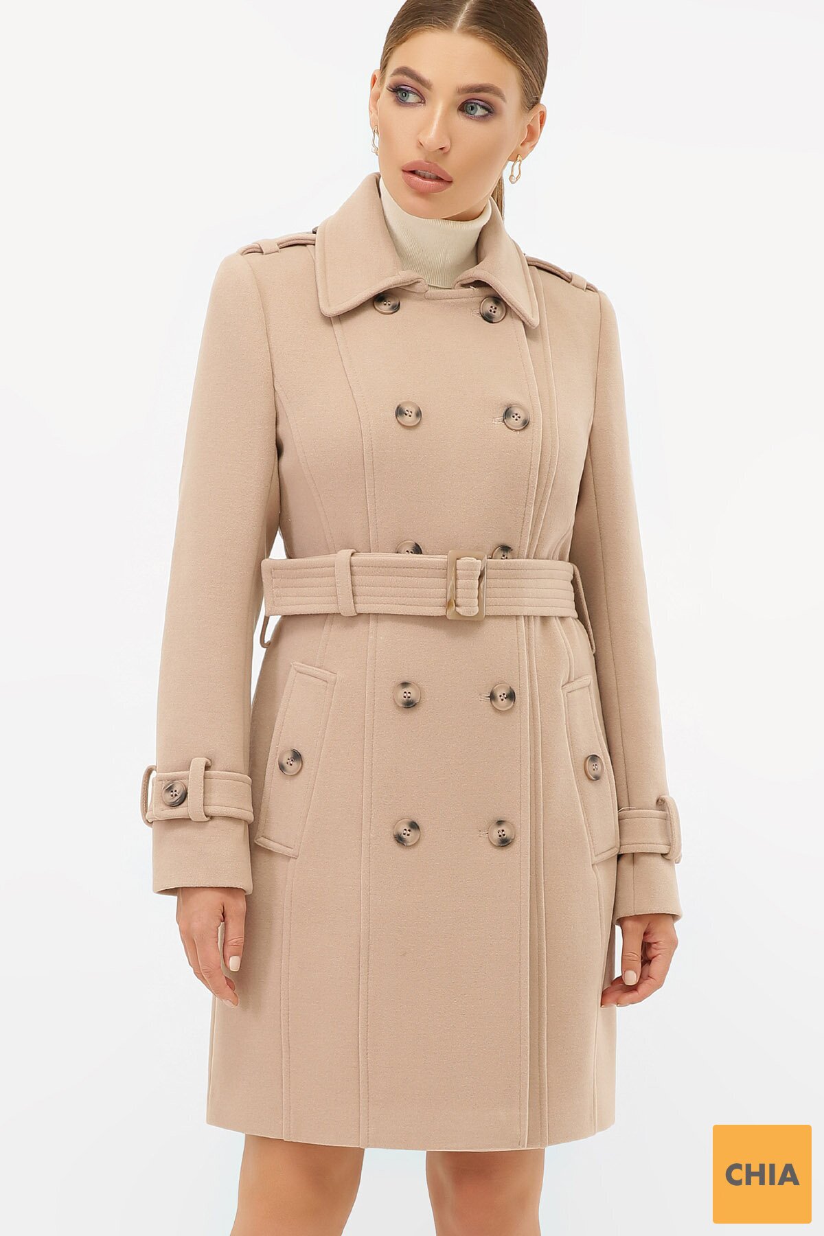 Пальто П-414-90 052-бежевый