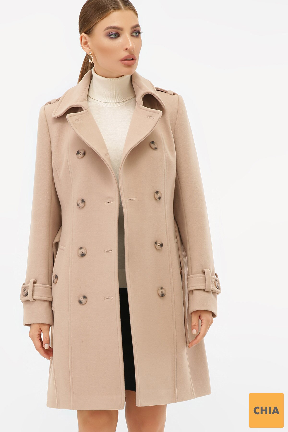 Пальто П-414-90 052-бежевый