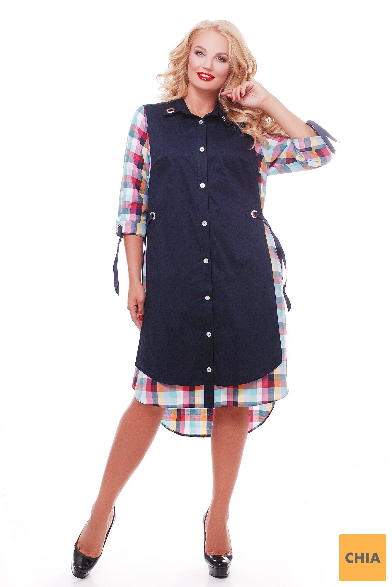 Платье Евгения Клетка Разноцвет