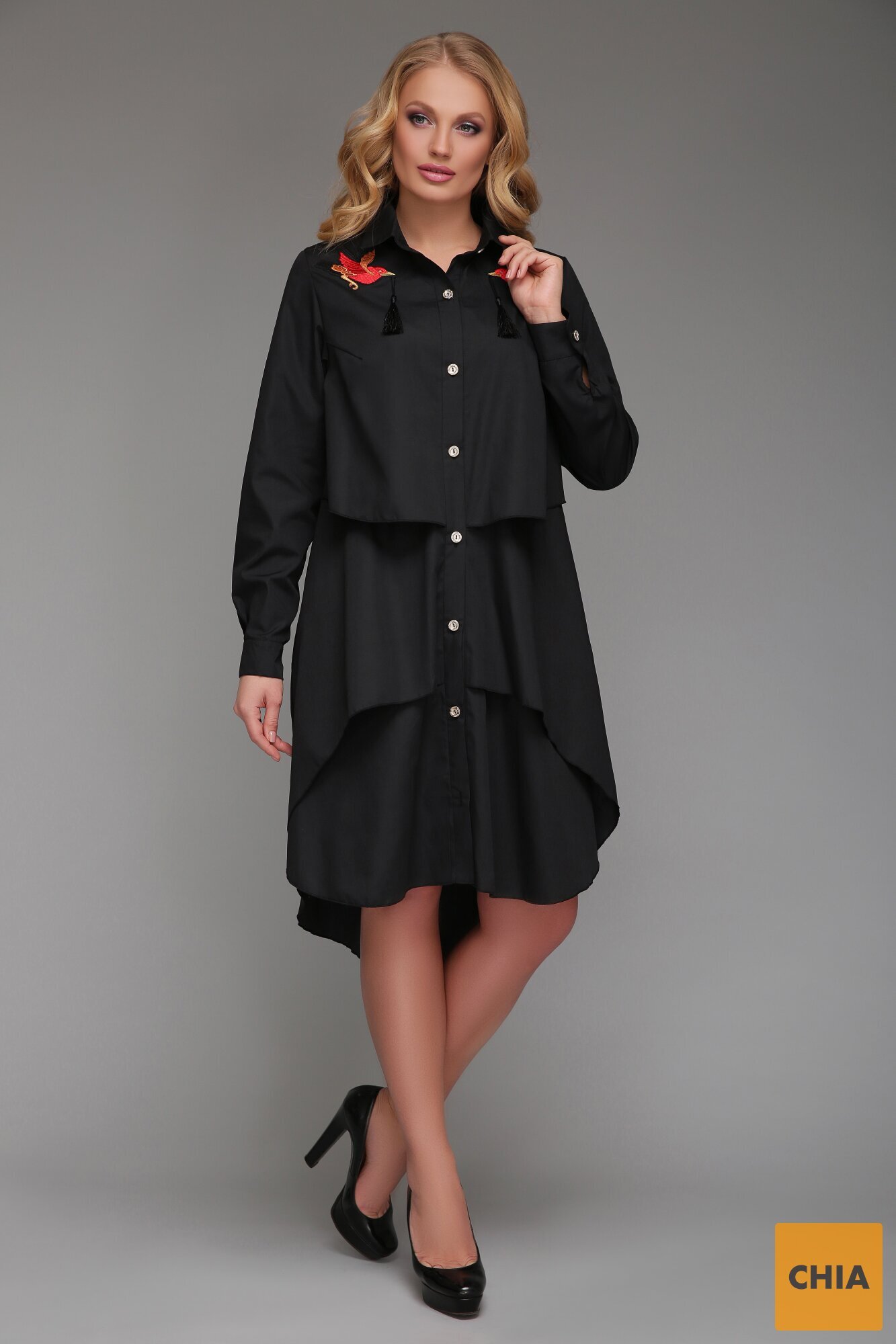 Платье-рубашка Троя Черное