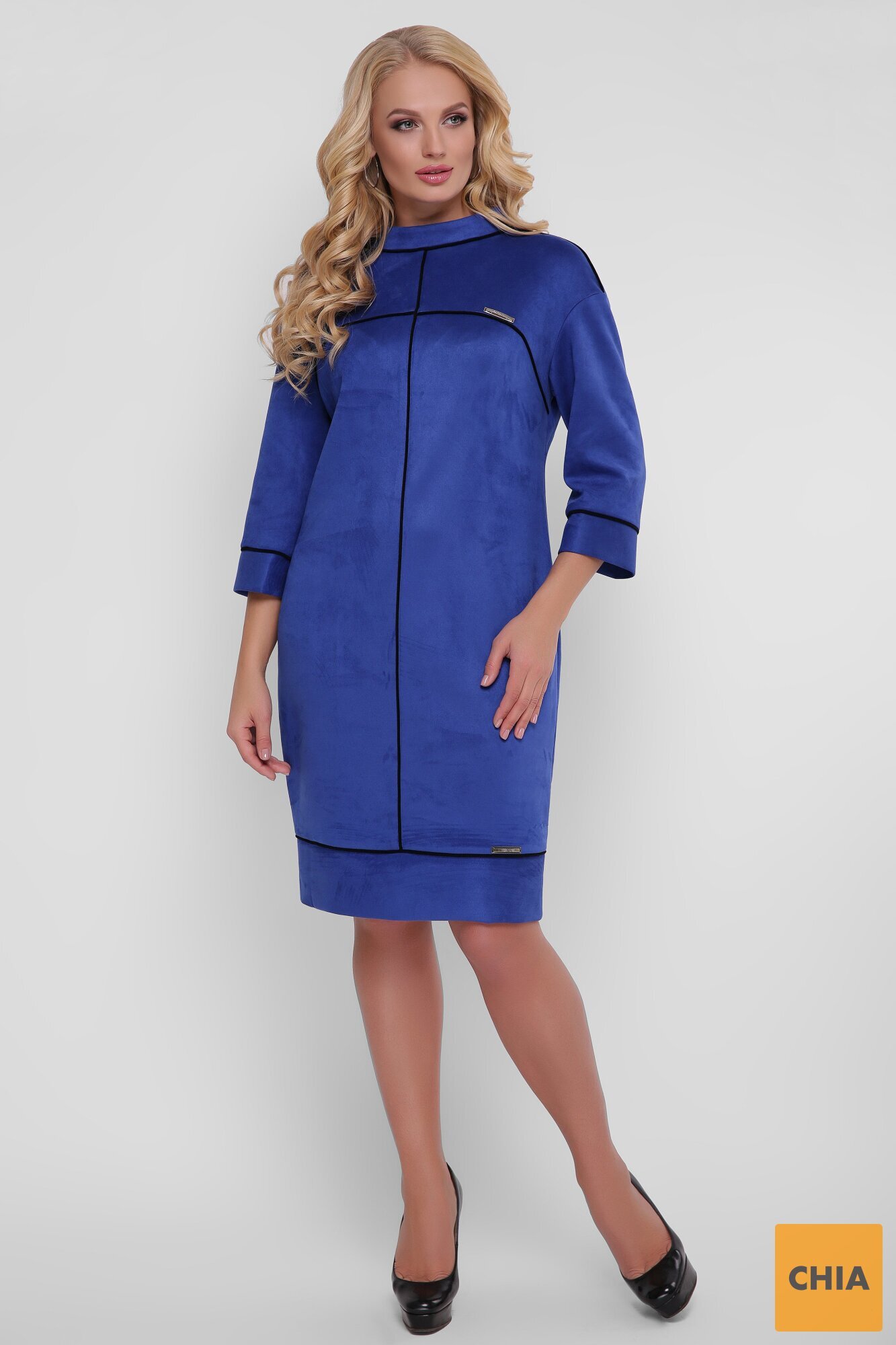 Платье Мишель экозамша электрик