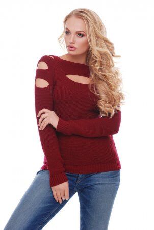 Свитер декольте бордо