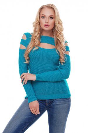 Свитер декольте бирюза