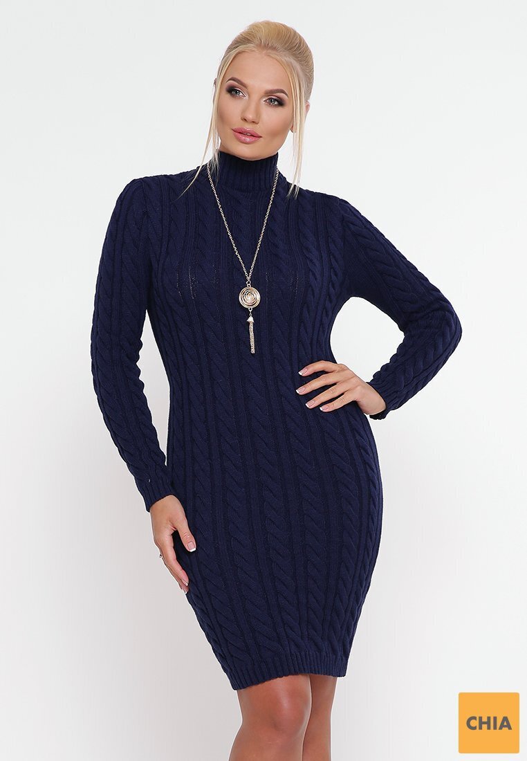 Платье косы синий