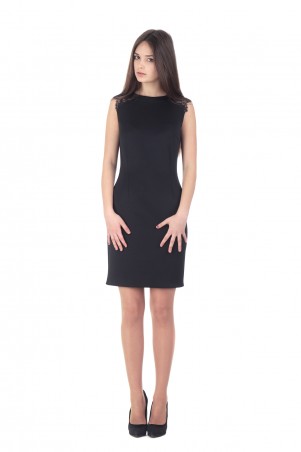 Lilo: Черное приталенное платье с кружевом на рукавах 152 - фото 1