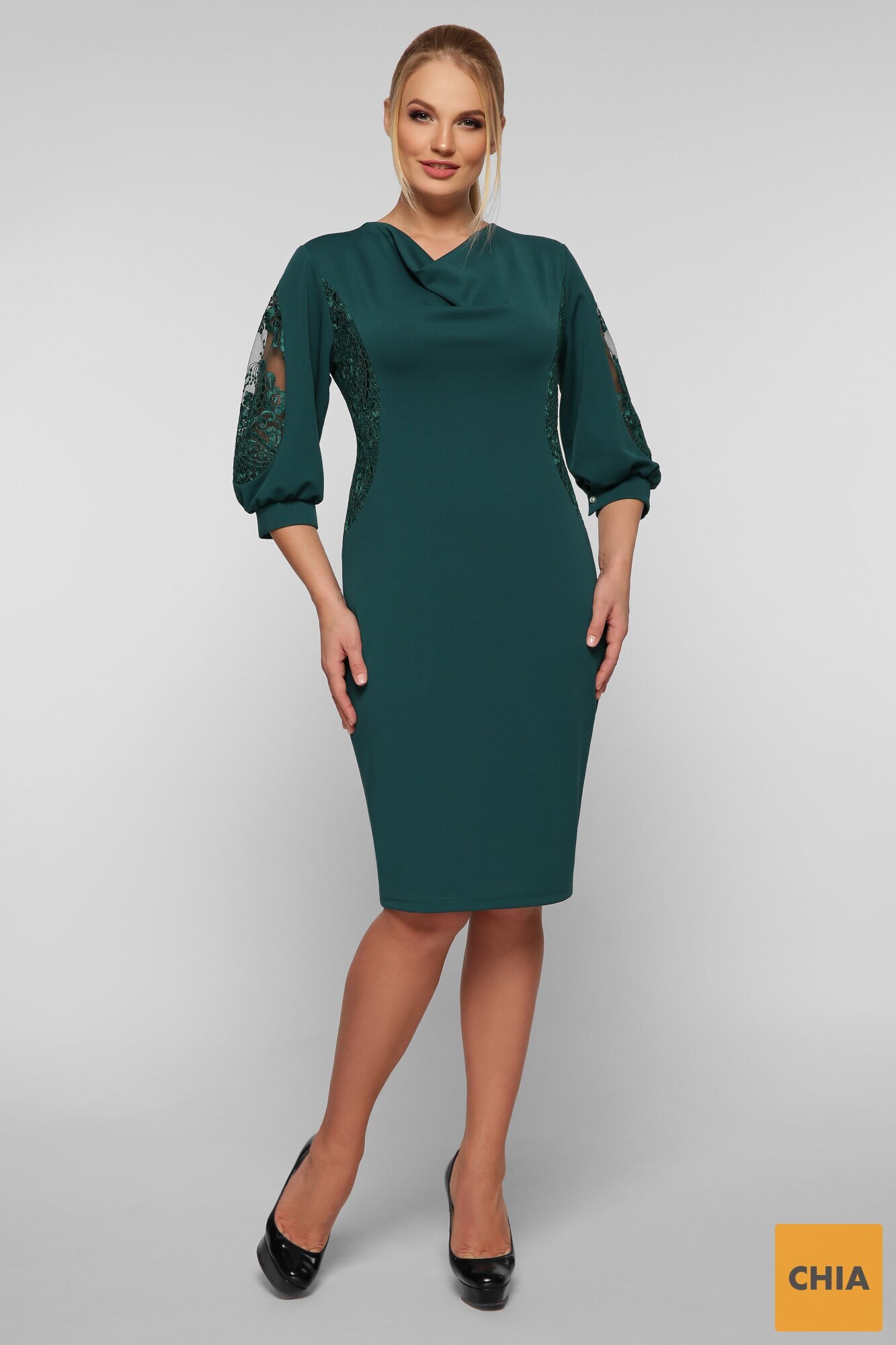 Коктейльное платье Сандра изумруд