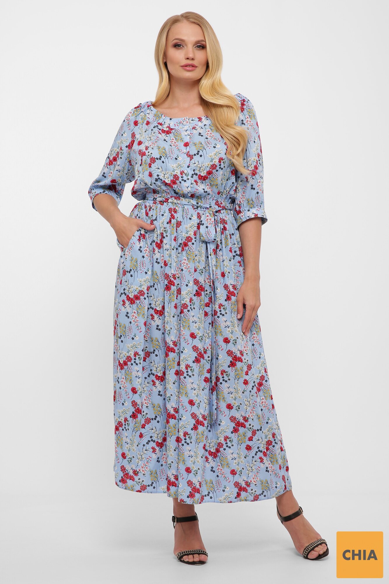 Платье в пол Снежанна голубое