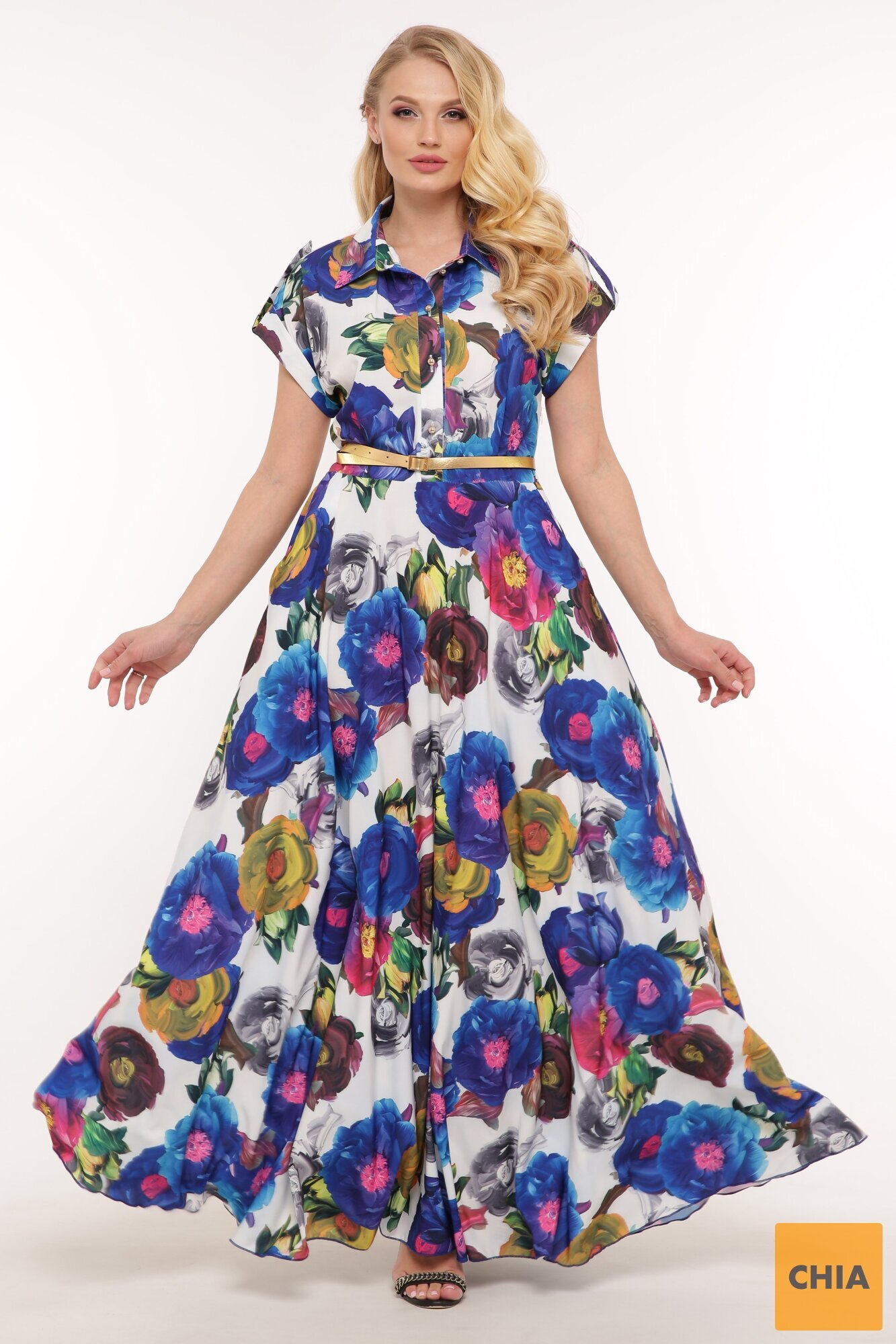 Платье Алена электрик цветы