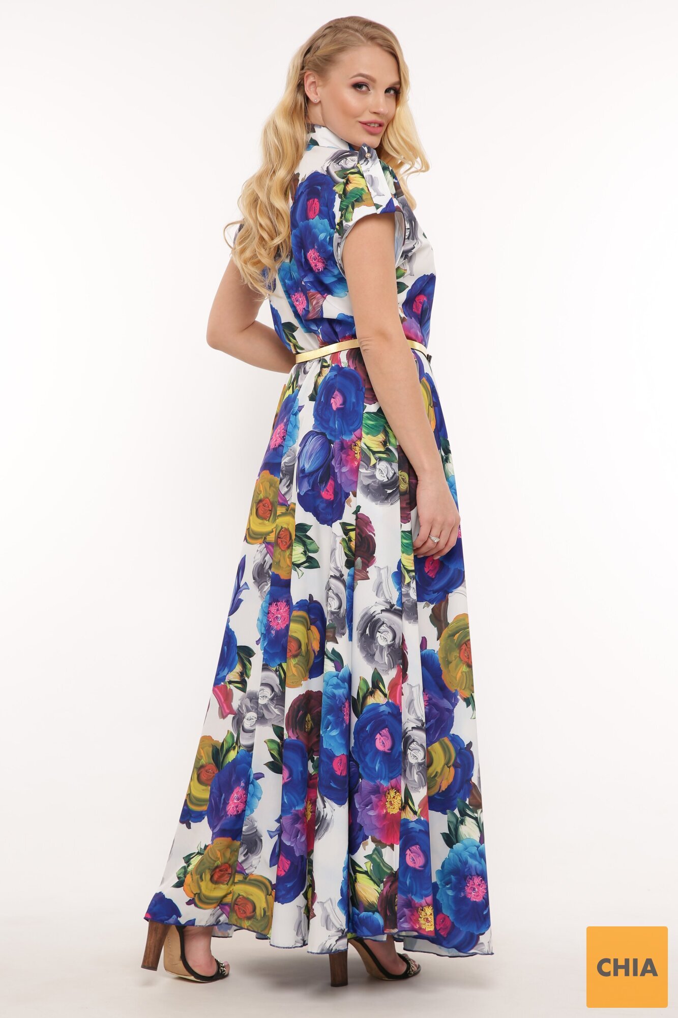 Платье Алена электрик цветы