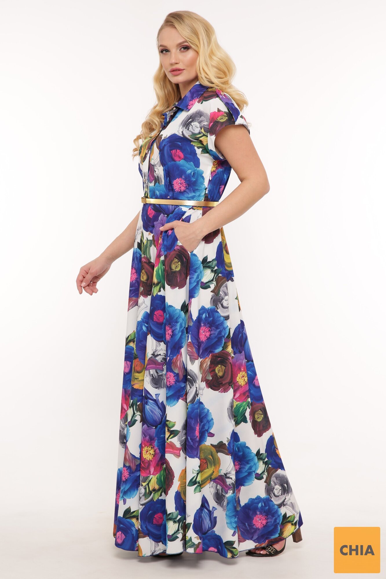 Платье Алена электрик цветы