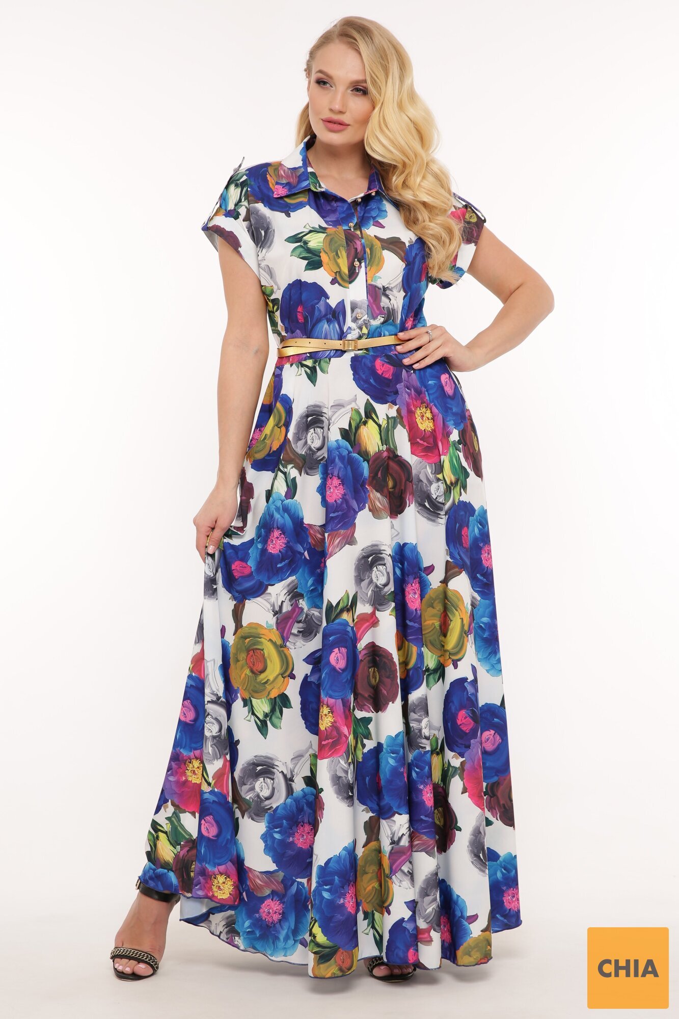 Платье Алена электрик цветы