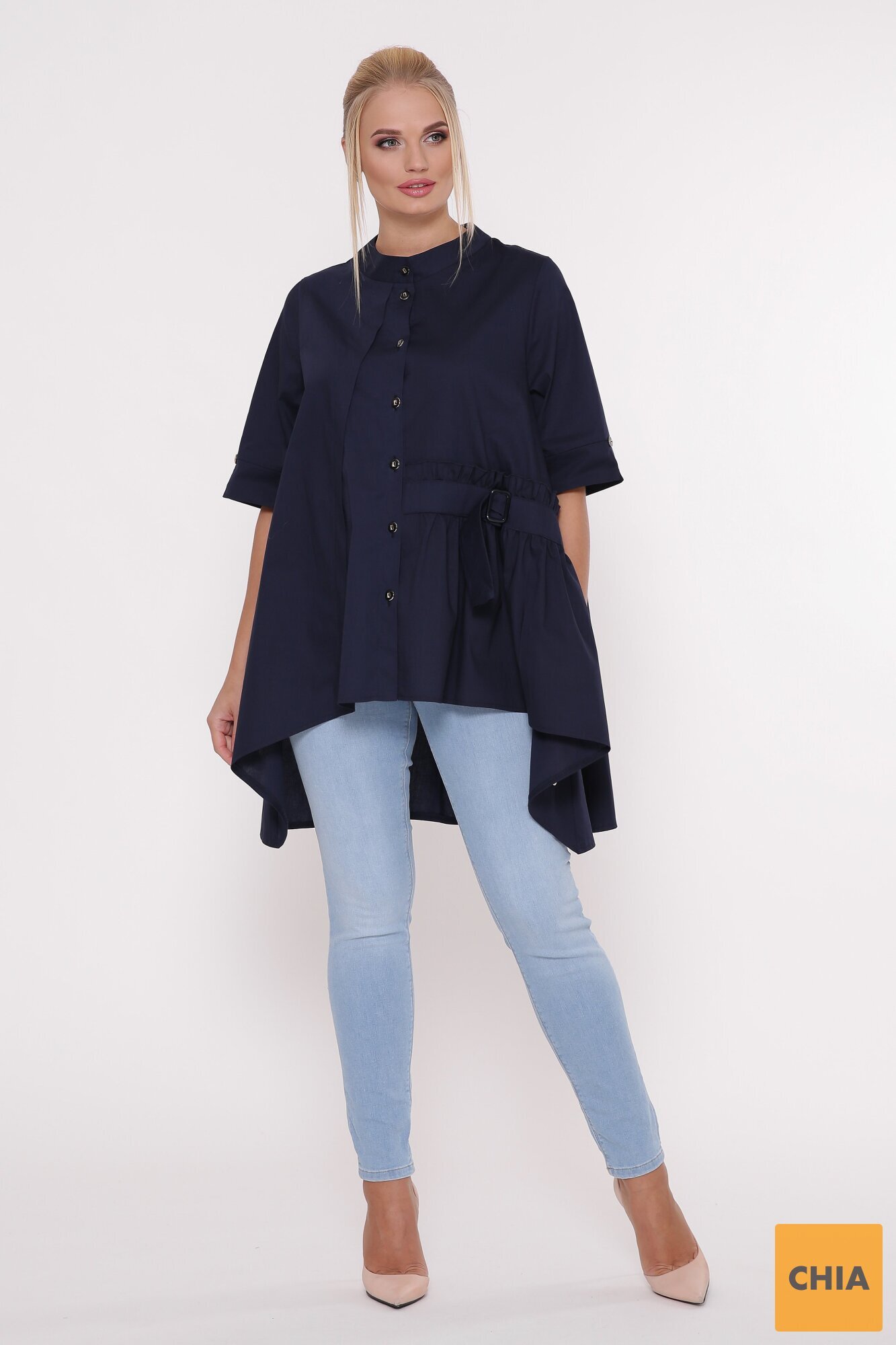 Рубашка женская Уля синяя