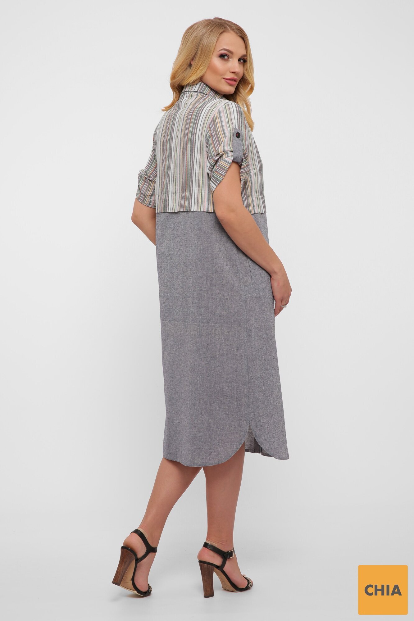 Платье-рубашка Лана серое