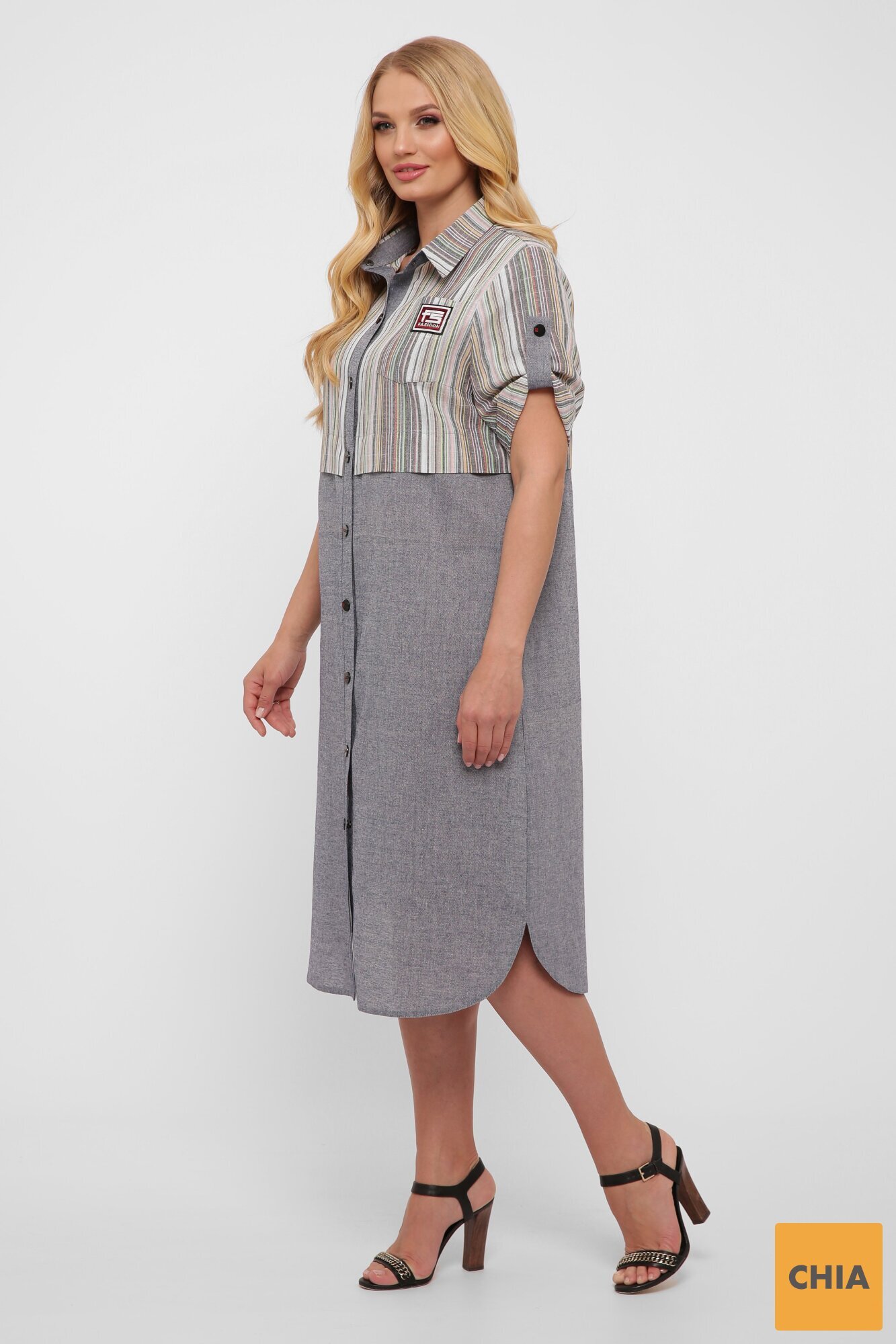Платье-рубашка Лана серое