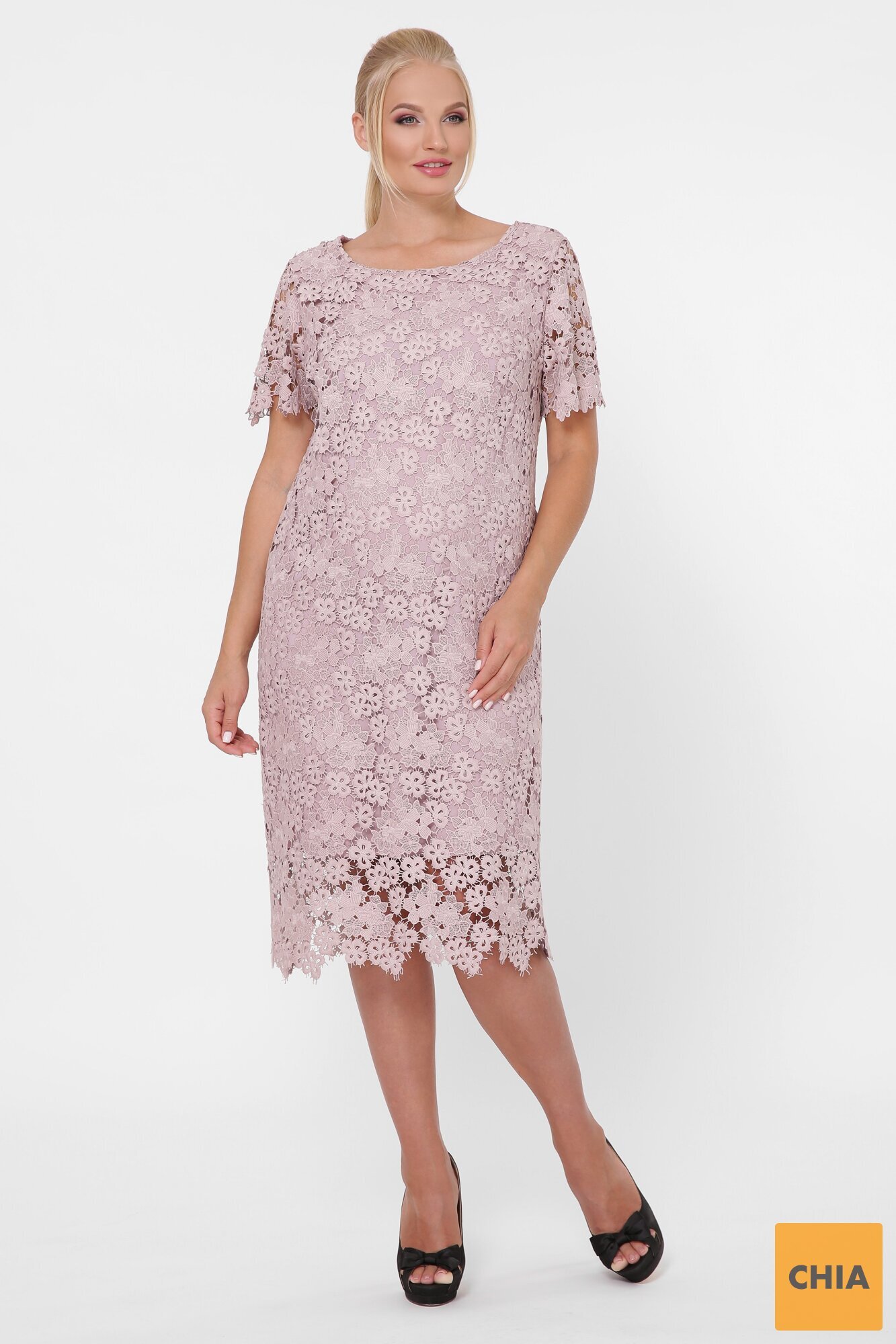 Платье кружевное Элен беж мелкие цветы