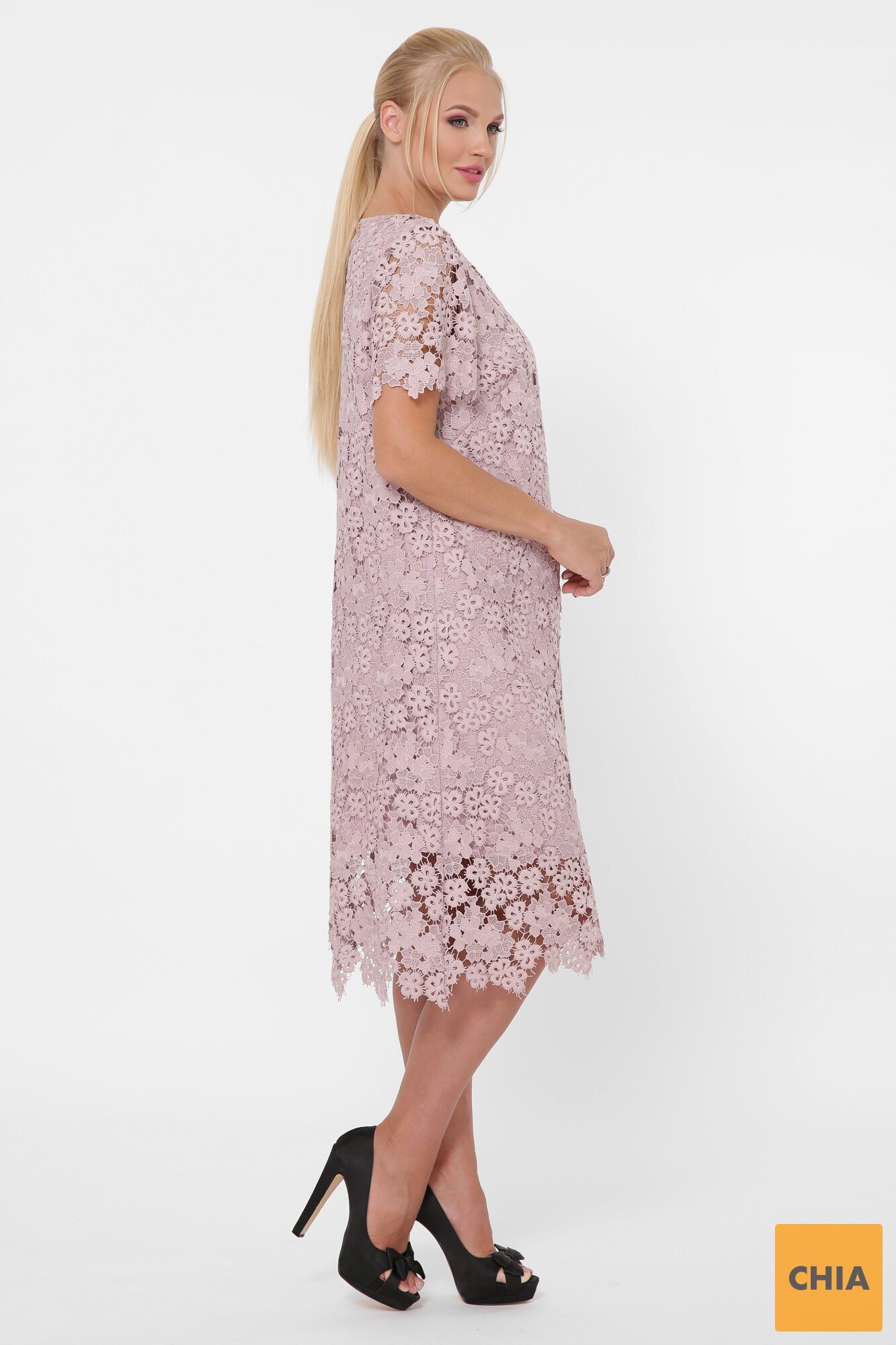 Платье кружевное Элен беж мелкие цветы