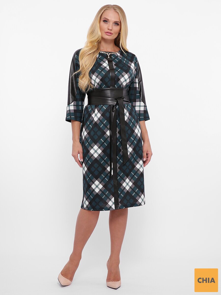 Платье Кэтлин зеленое диагональ