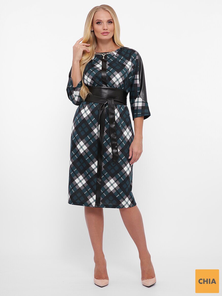 Платье Кэтлин зеленое диагональ