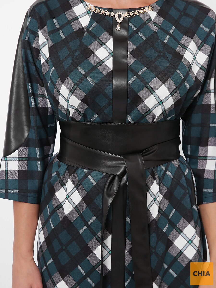 Платье Кэтлин зеленое диагональ