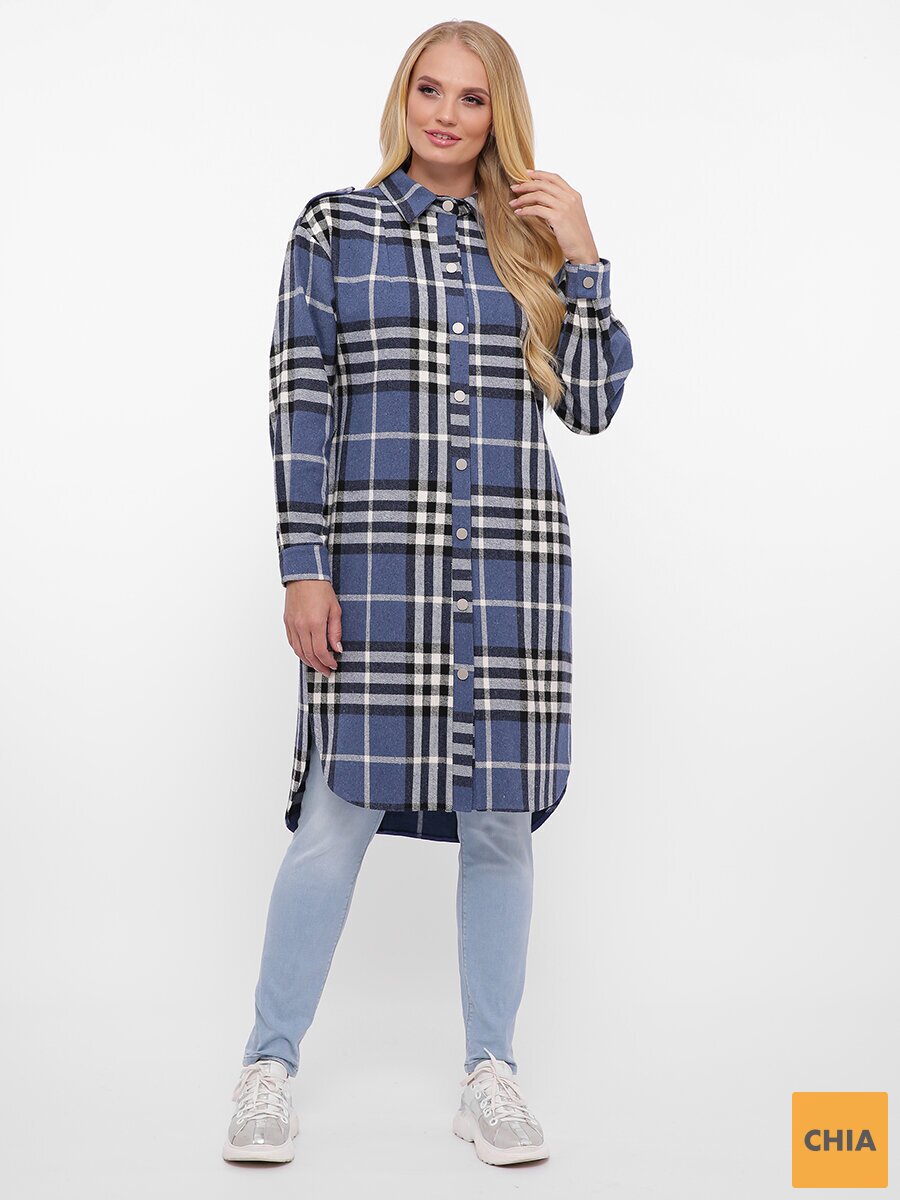 Рубашка удлиненная теплая Карла деним