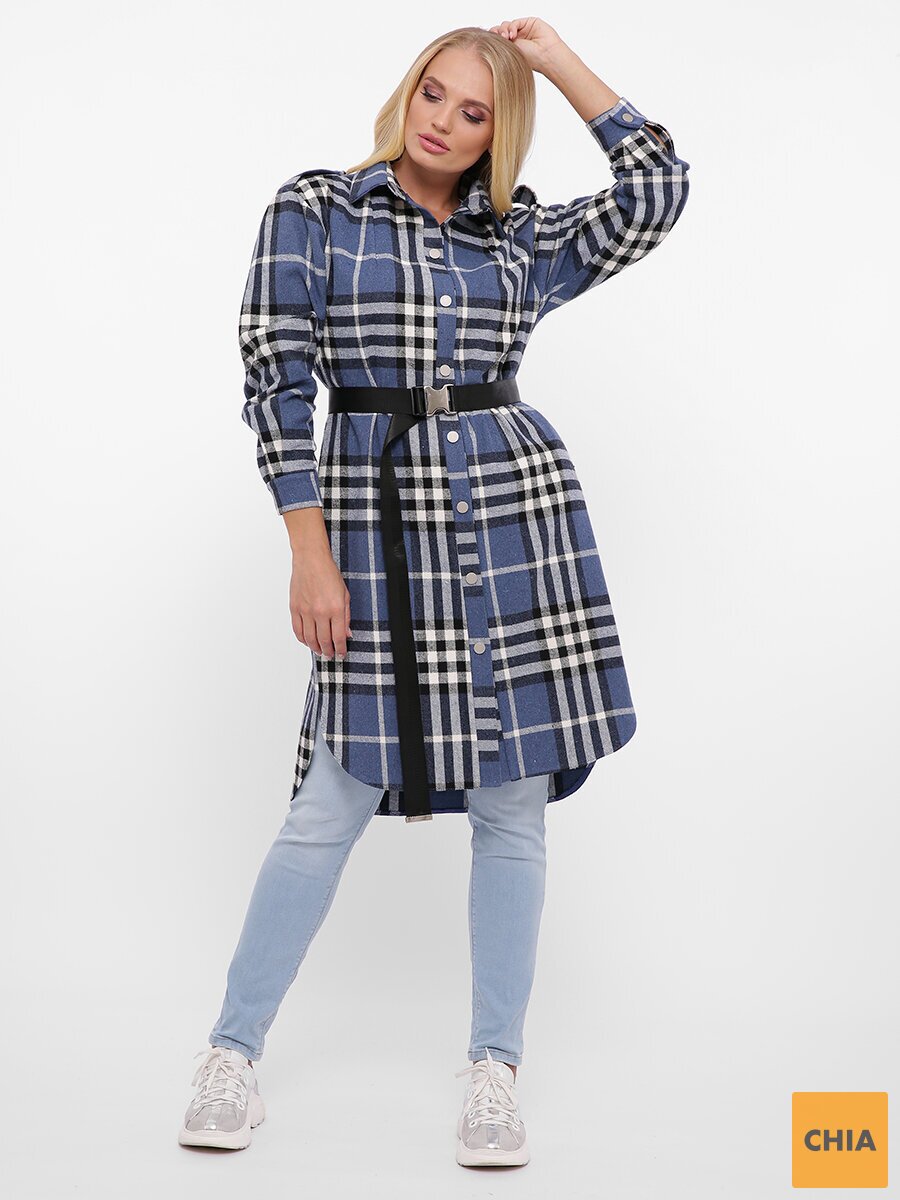 Рубашка удлиненная теплая Карла деним