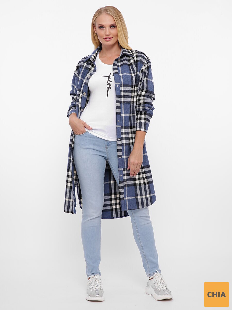 Рубашка удлиненная теплая Карла деним