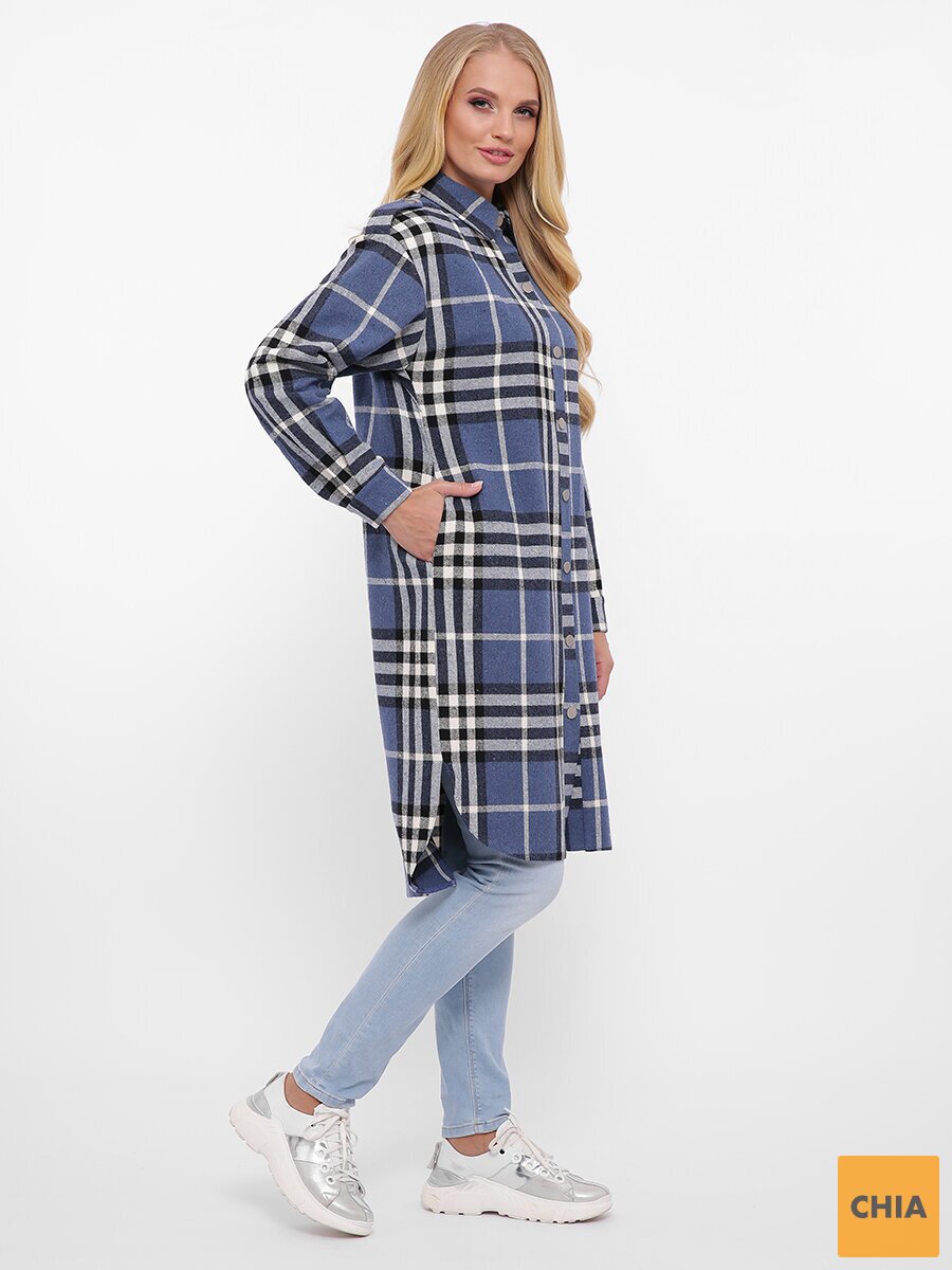 Рубашка удлиненная теплая Карла деним