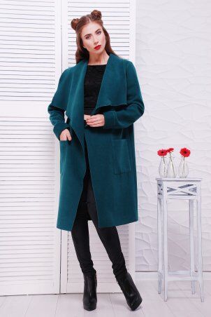 TessDress: Пальто из кашемира в стиле casual "Мадрид" Turquoise green 3095 - фото 1