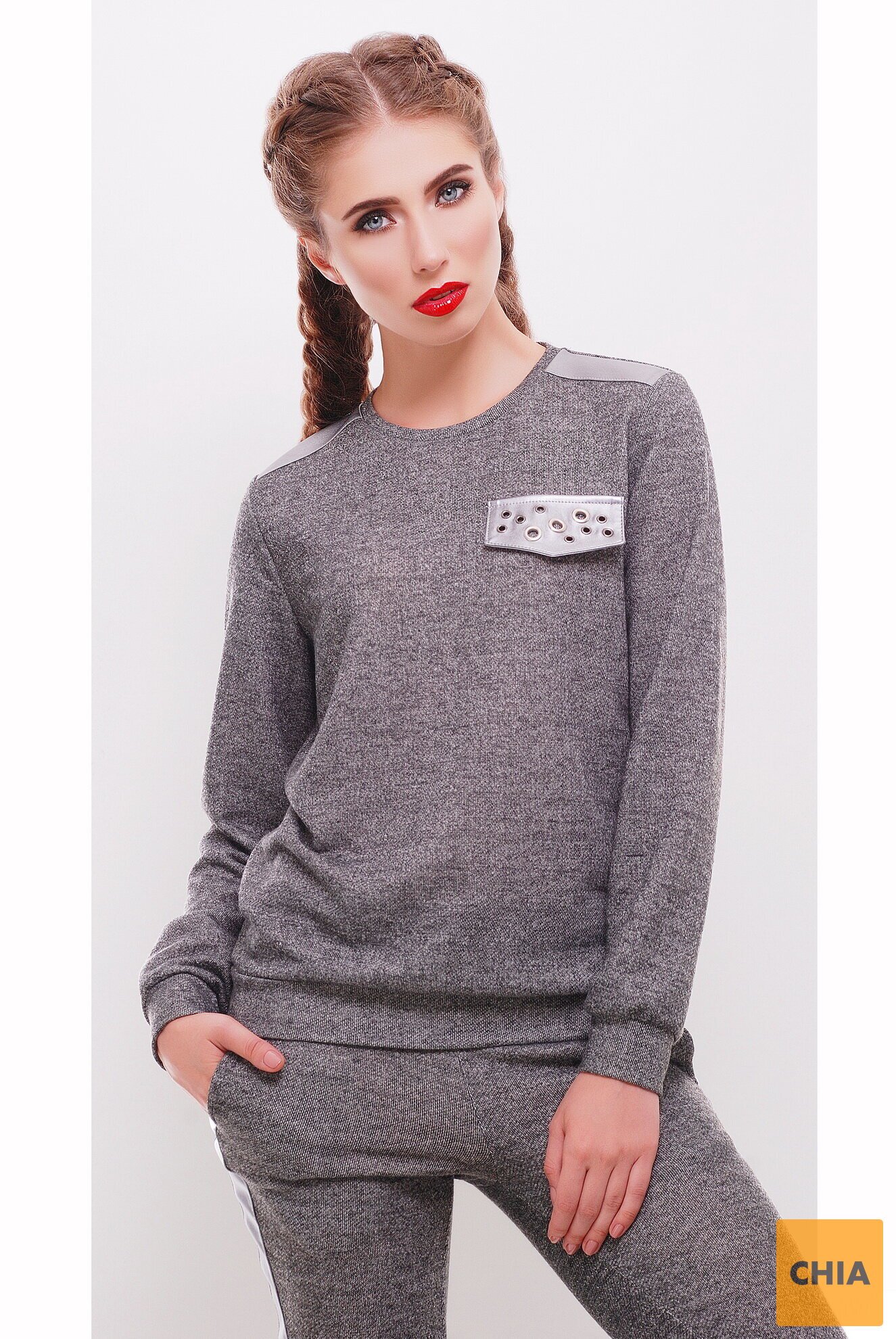 Свитшот с кожаными вставками "Тео"