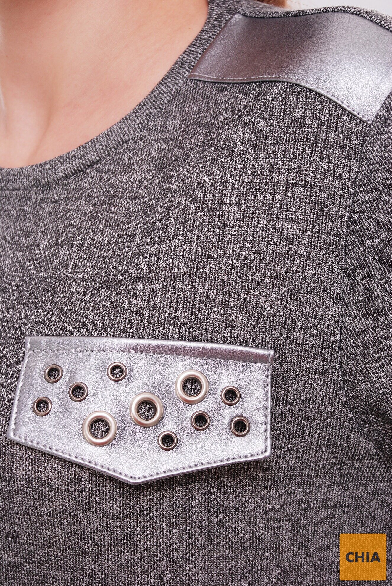 Свитшот с кожаными вставками "Тео"