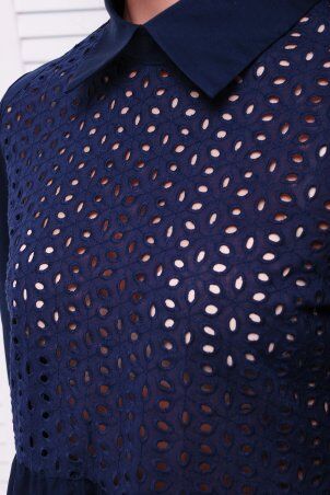 TessDress: Рубашка с прошвой в стиле кежуал «Афина» Dark Blue 5149 - фото 4
