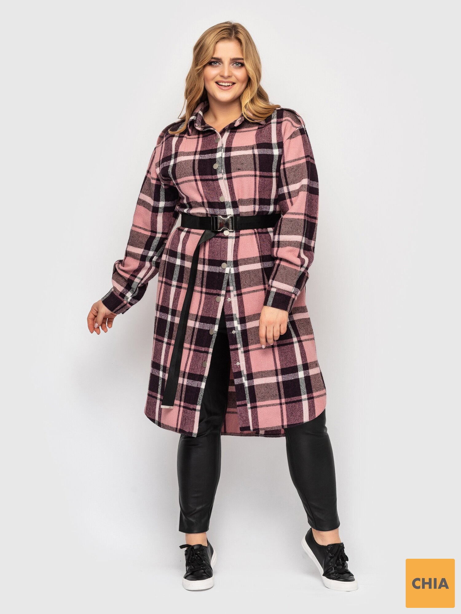 Рубашка удлиненная теплая Карла розовая