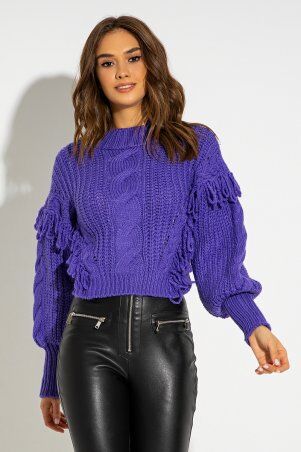 Itelle: Фиолетовый укороченный свитер крупной вязки Мари 8707 - фото 1