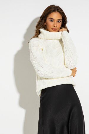 Itelle: Белый свитер крупной ажурной вязки Лара 8709 - фото 1