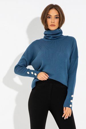 Itelle: Синий свитер с объемным воротником Рози 8714 - фото 1