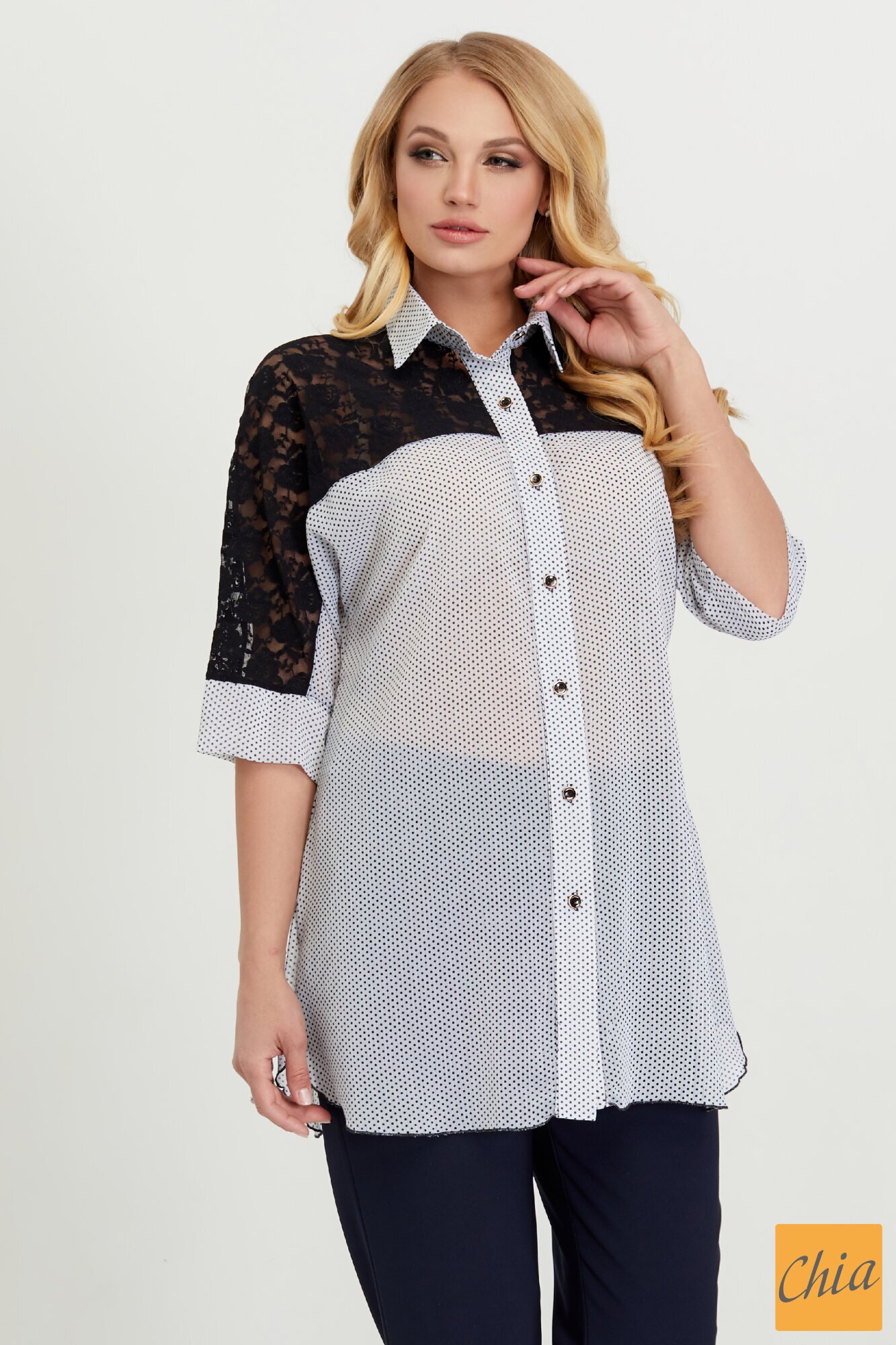 Блузка Полли белый горох