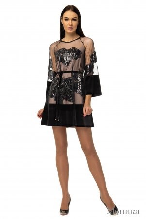 Angel PROVOCATION: Комплект (нарядное вечернее платье + комбинация) Моника черный на бежевом - фото 2