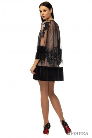 Angel PROVOCATION: Комплект (нарядное вечернее платье + комбинация) Моника черный на бежевом - фото 3