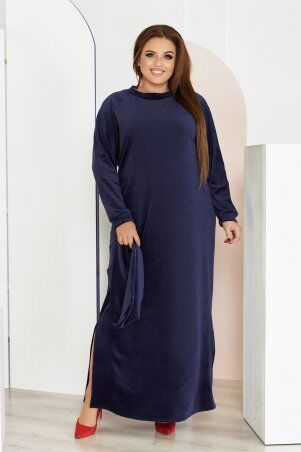 So StyleM: Платье большого размера длинное из велюра на меху 1317-1 - фото 1