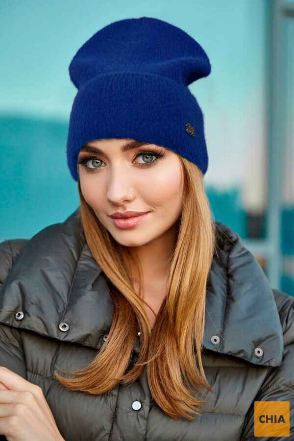 Красивая пушистая шапка-колпак с флисовой полоской (4949)