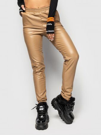 Larionoff: Кожаные брюки Tetra Бежевый 001701 - фото 1